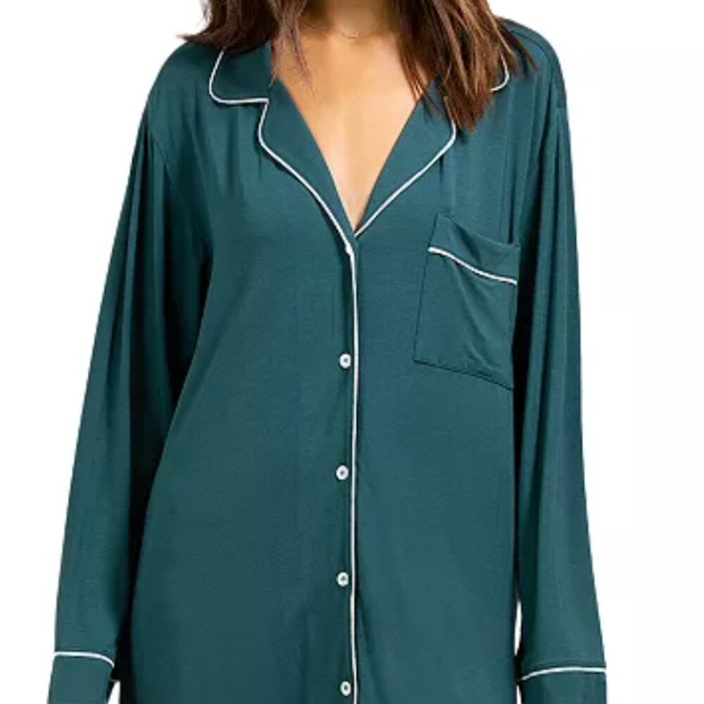 Eberjey Gisele Sleep Shirt top dress green teal Pajamas PJ sz large